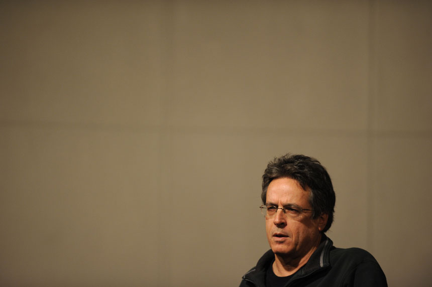 Angelo Pizzo, a screenwriter and producer, speaks to students on Monday, Nov. 30, 2009, in the IMU's Frangipani Room.