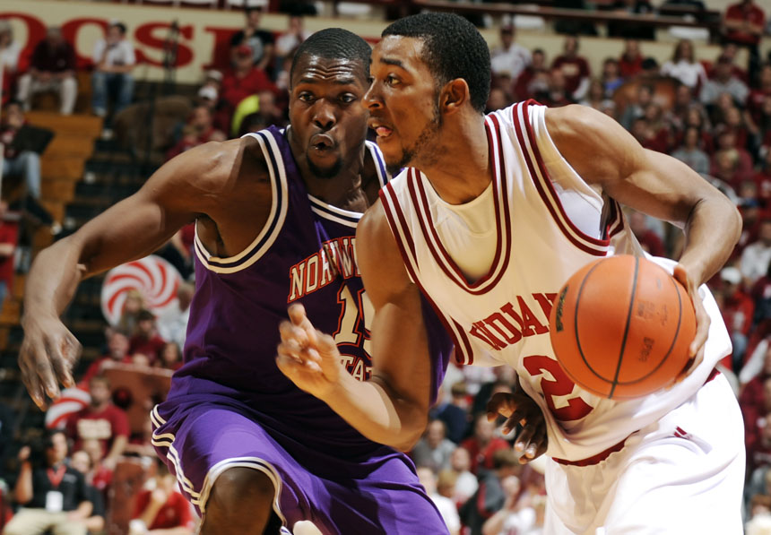 Indiana forward Christian Watford (2) drives into the lane during a game on Saturday, Nov. 28, 2009, at Assembly Hall in Bloomington, Ind. IU won 90-72.