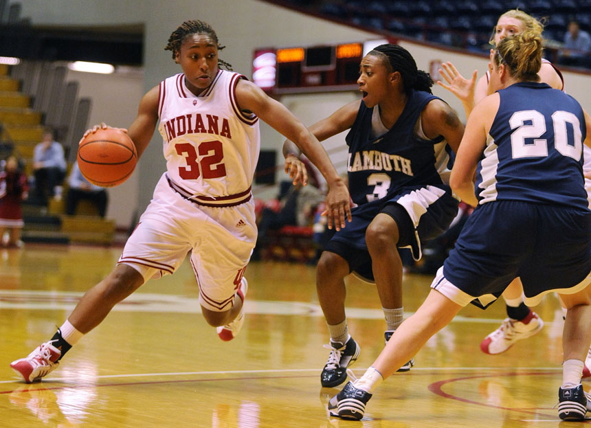 IU guard Jori Davis drives into the Lambuth defense during an exhibition game on Sunday, Nov. 1, 2009, at Assembly Hall.
