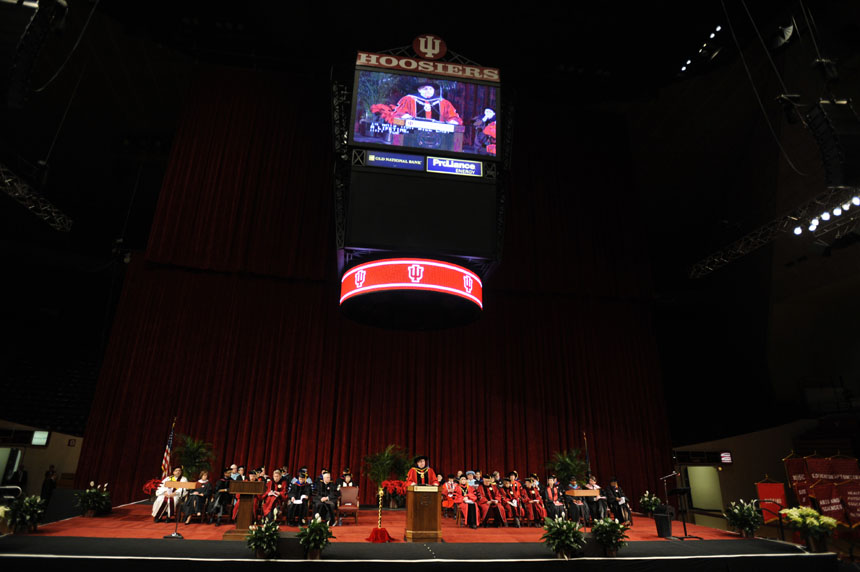 IU President Michael McRobbie speaks during IU's Winter Commencement Exercises on Saturday, Dec. 19, 2009, at Assembly Hall.