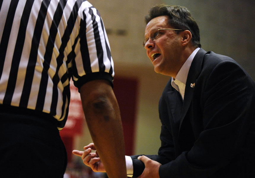 IU coach Tom Crean pleads with an official during a game on Tuesday, Dec. 22, 2009, at Assembly Hall. IU lost 72-67.