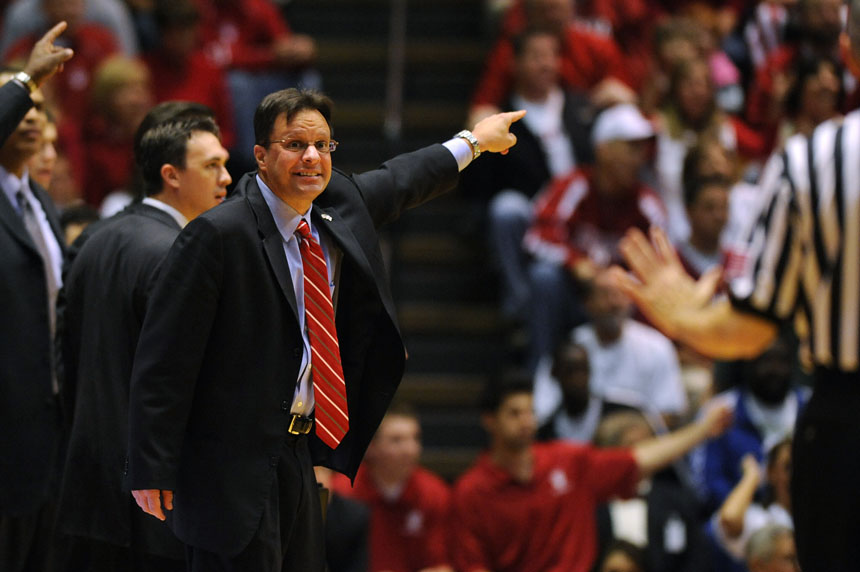 IU coach Tom Crean pleads with an official after a shot-clock  violation was called on the Hoosiers during a game against Minnesota on Sunday, Jan. 17, 2010, at Assembly Hall.