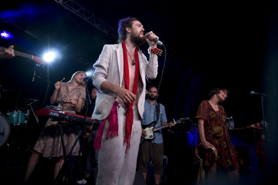 Alex Ebert, lead singer of Edward Sharpe and the Magnetic Zeros, performs with his band at La Zona Rosa on Tuesday, July 6, 2010. Tuesday night's show was a sell out.