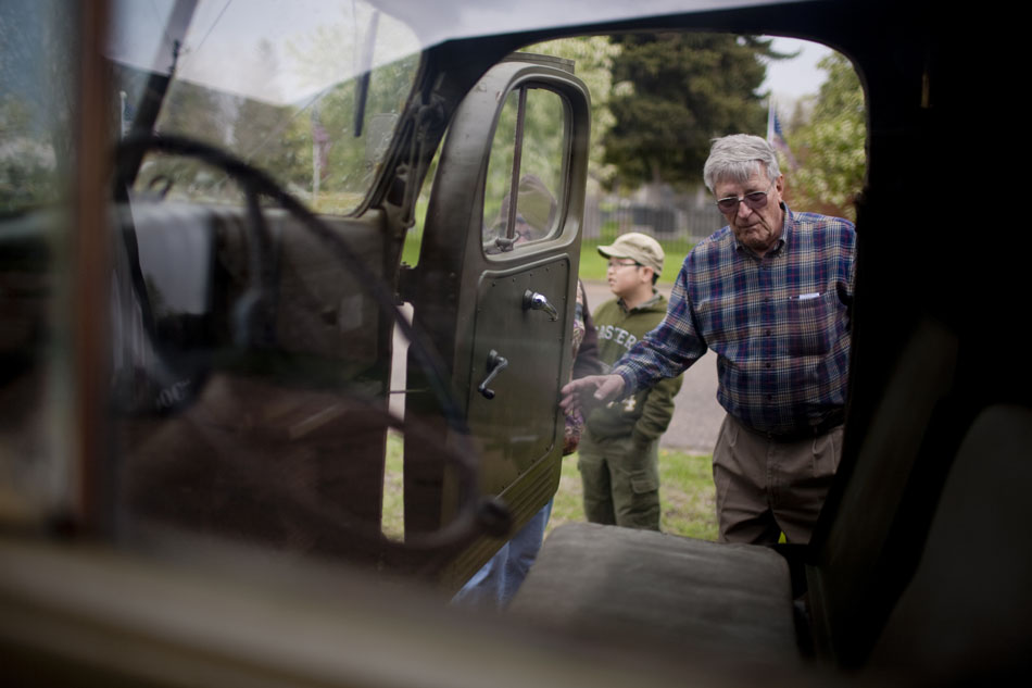 Rolf Skoetsch, right, peers into the interior of a 1942 Dodge half-ton ambulance on Monday, May 30, 2011, outside the Wyoming National Guard Museum. The museum had the ambulance and a jeep on display in honor of Memorial Day.