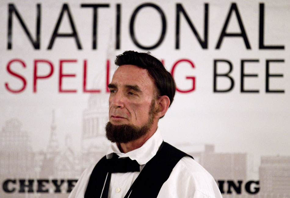 Norman Zucker, an Abe Lincoln impersonator, waits for a word during a round of the AARP National Spelling Bee on Saturday, June 18, 2011, at the Little America in Cheyenne. Zucker finished fourth after failing to spell acetylcholinesterase, "an enzyme that occurs especially in some nerve endings and in the blood and promotes the hydrolysis of acetylcholine," according to the Merriam-Webster dictionary.